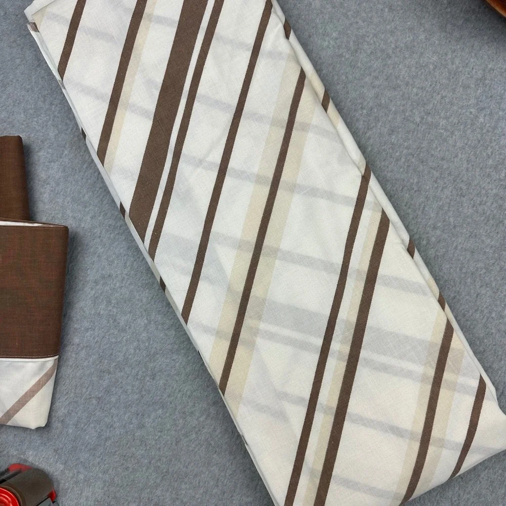Vintage Cannon Monticello Twin Flat Sheet Pillowcase Brown Beige Stripe Muslin